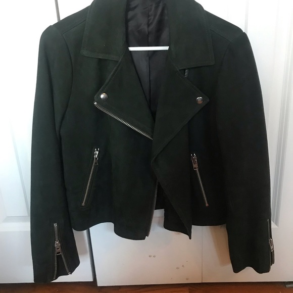 Green Suede Topshop Moto Jacket - Picture 3 of 4